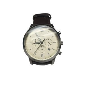 Fossil FS5380 Chronograph Watch Cream Dial Brown Leather Strap 22mm Date